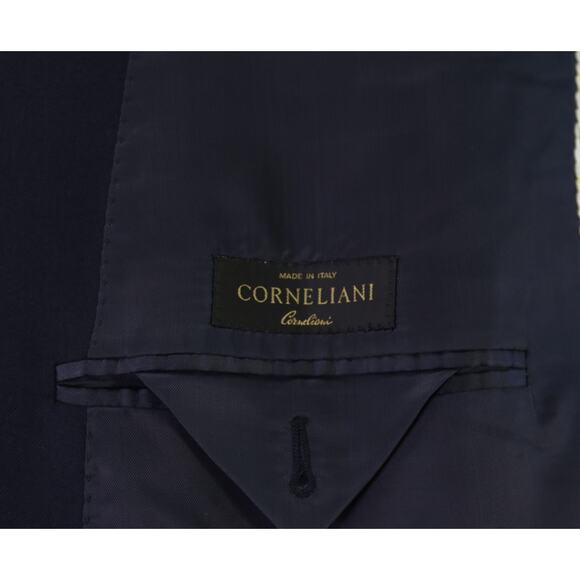 Corneliani Navy Blue Blazer Super 100's Wool Mother of Pearl Buttons Jacket 44R - Picture 7 of 10